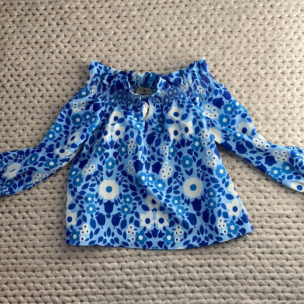 Tuckernuck Blue Floral Marguerite Off the Shoulder